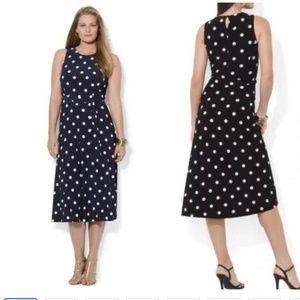 Lauren Ralph Lauren Navy Polka Dot Dress 14W
